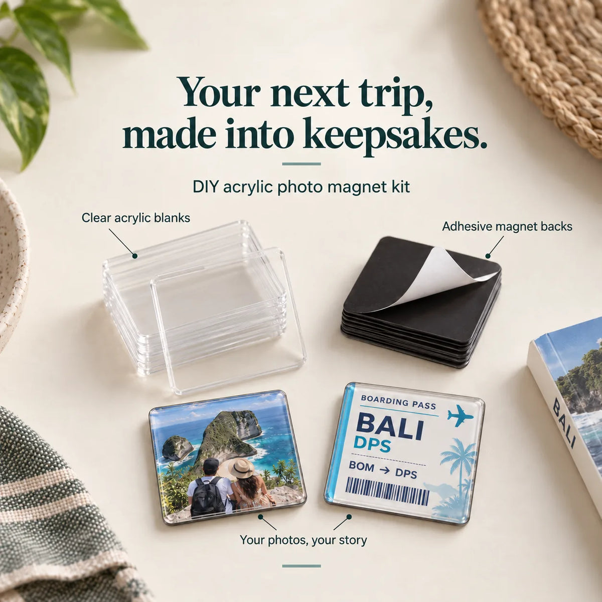 Travel Memories – Personalized Photo & Boarding Pass Fridge Magnets