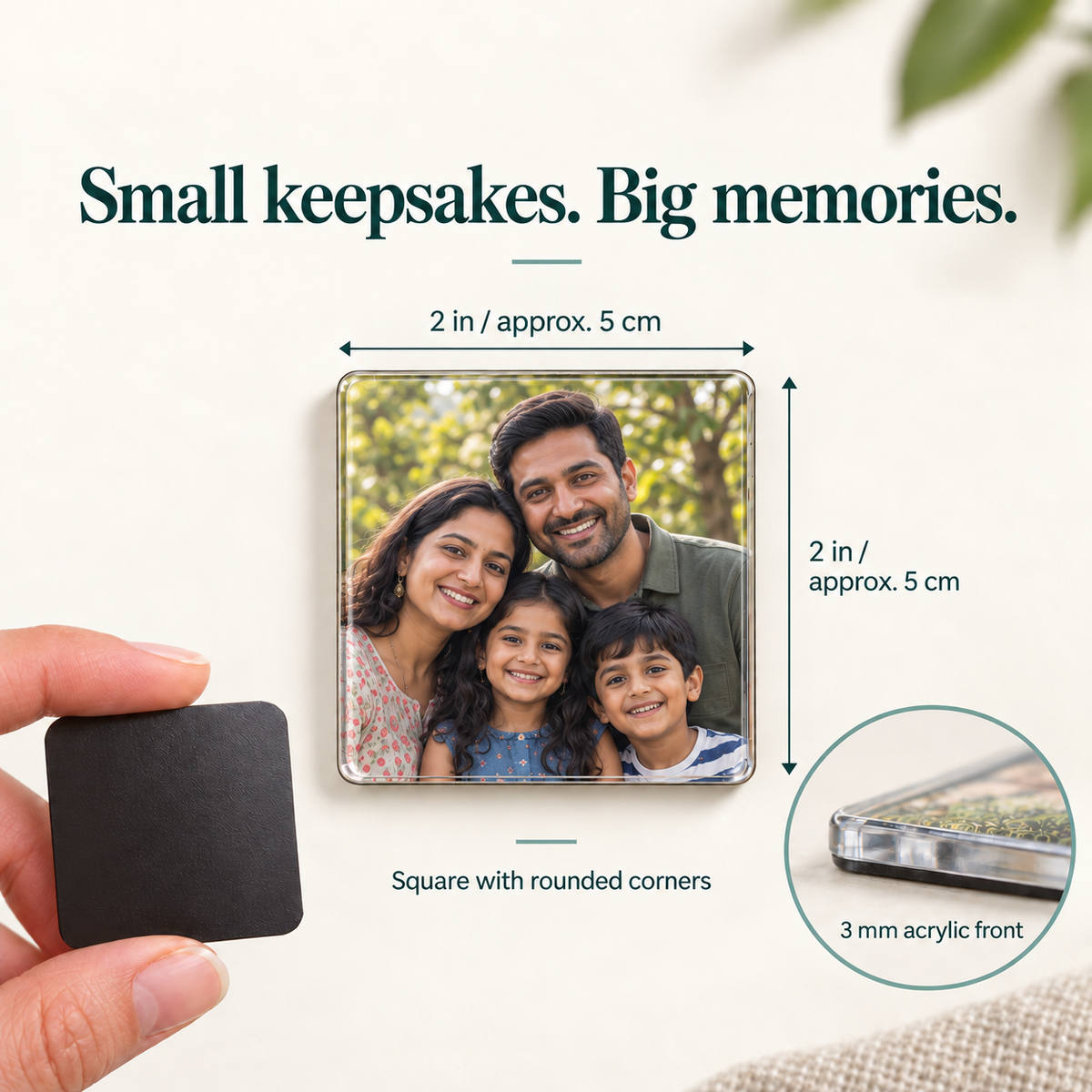 DIY Family Memories Fridge Magnet Kit — size and finish