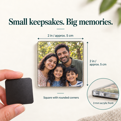 DIY Family Memories Fridge Magnet Kit — size and finish