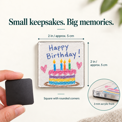 DIY Kids’ Art & Wishes Fridge Magnet Kit — size and finish