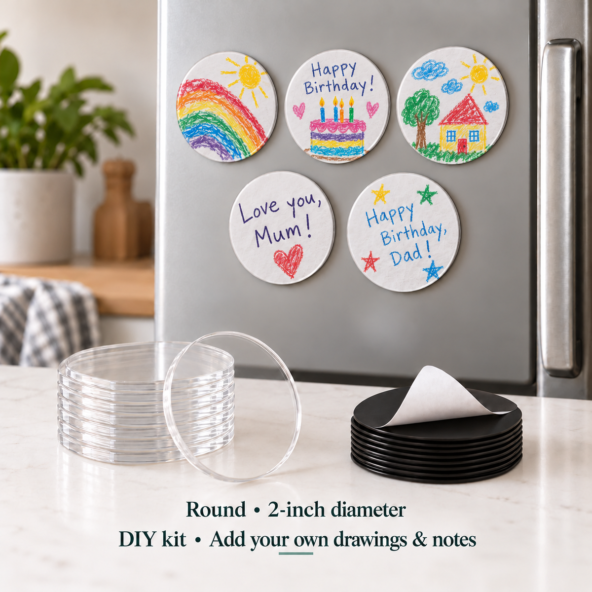 DIY Kids’ Art & Wishes Fridge Magnet Kit — primary round 2 inch