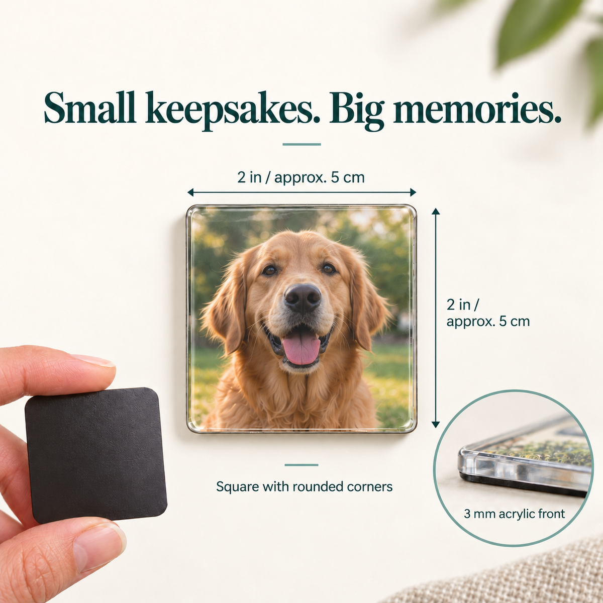 DIY Pet Memories Fridge Magnet Kit — size and finish